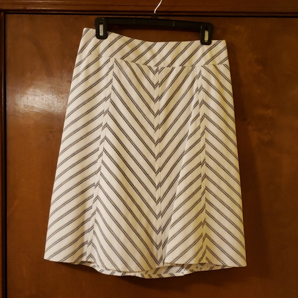 Loft blue and white midi skirt